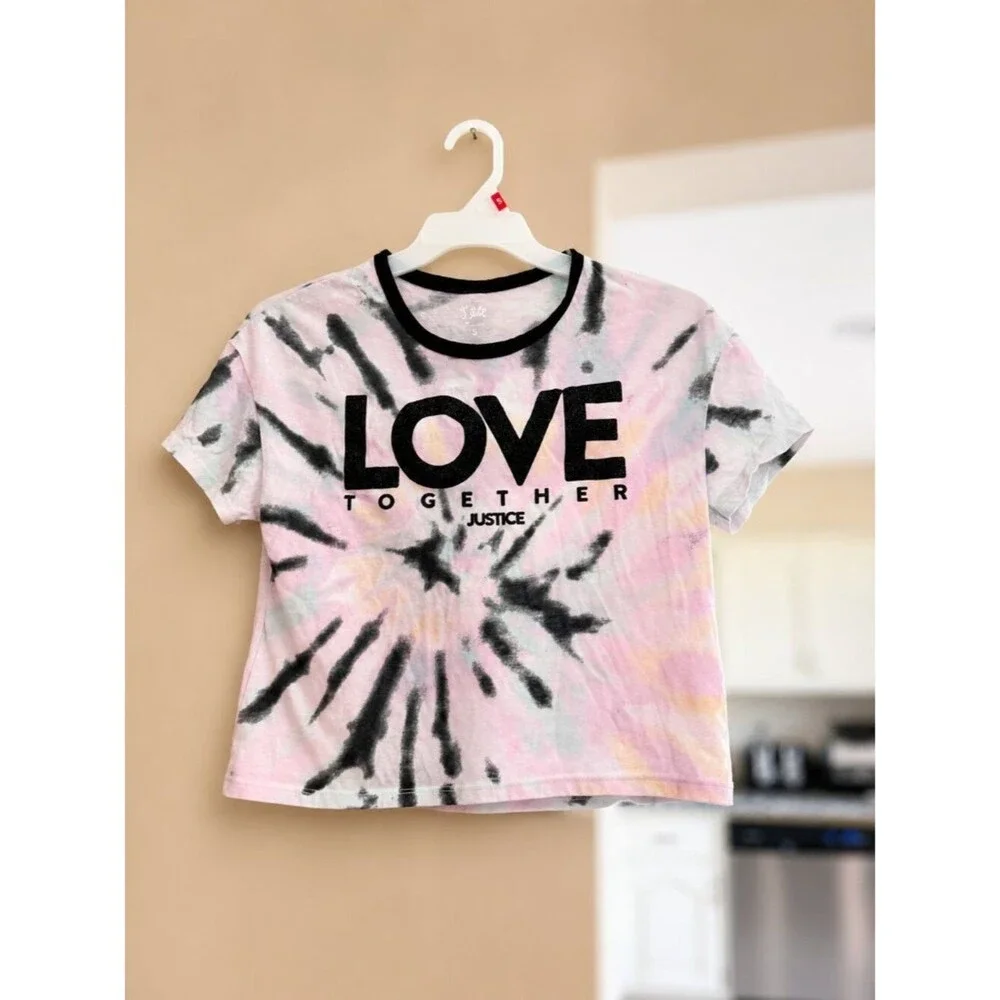 #153 - Justice “Love Together” Tie-Dye Tee Girls Small